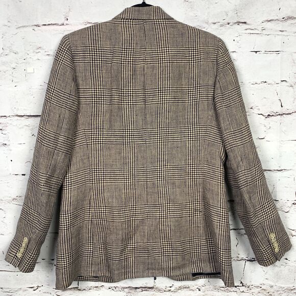 Lauren Ralph Lauren Blazer Women's 8 Houndstooth Vintage 100% Linen USA Made - Picture 2 of 6